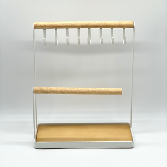 Jewelry Display Storage Stand White Metal Wood Necklace Bracelet - Picture 2 of 11